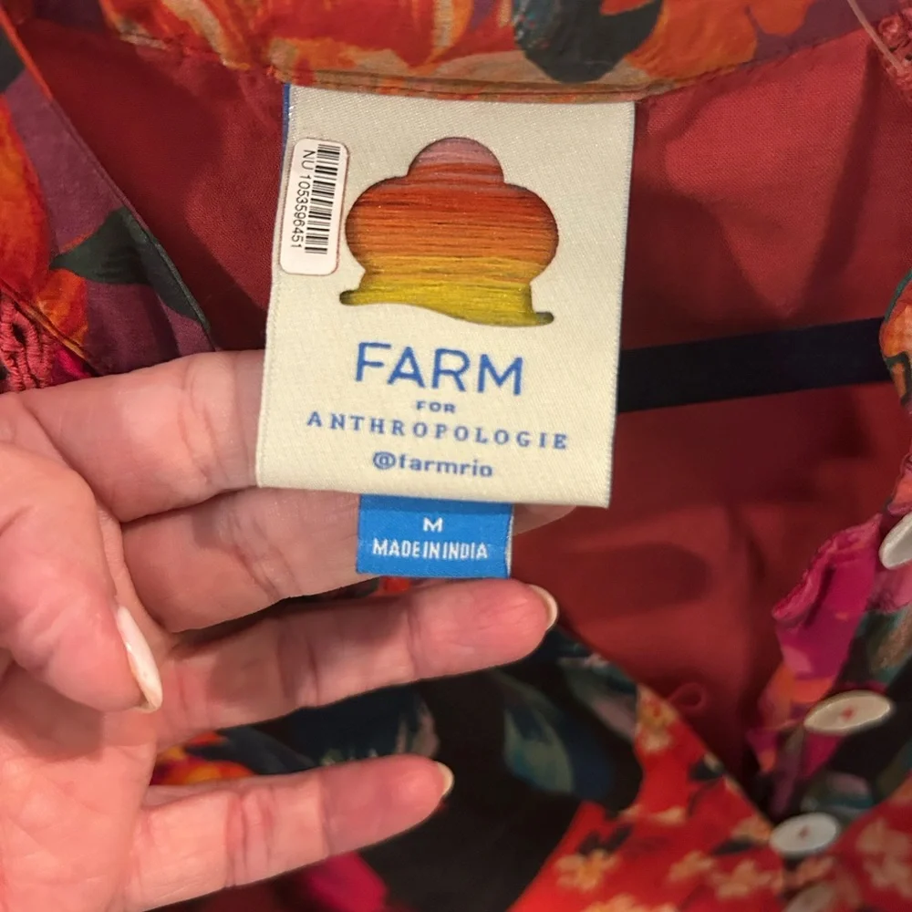 Farm Rio Dreas Anthropologie Multicolor Floral Dress Size Medium - Picture 2 of 3